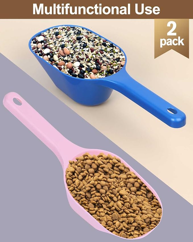 Dog Food Scoop, 1 Cup Pet Food Scoop With Measuring Lines (pink and blue)