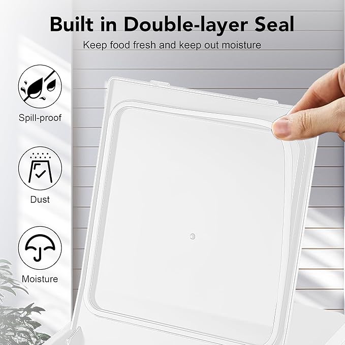 Newget Dog Food Storage Container Stainless Steel with Scoop, 16-lb/11-lb Airtight Metal Pet Food Storage Bin, Cat Food Container for Dry Dog, Cat Food, Bird Seed, Keep Food Fresh, White
