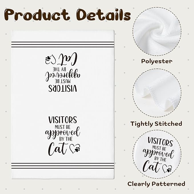 GROBRO7 Cute Cat Hand Towel - 6Pcs Funny Kitten Theme Kitchen Dishcloths Set Polyester Soft Towels for Bathroom Accessories Home Dining Table Decor Housewarming Gifts for Cat Lovers Hostess Men Women