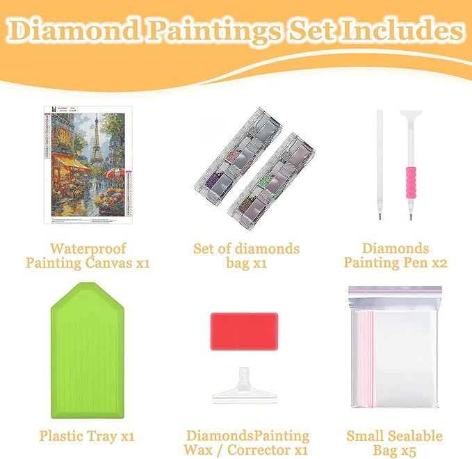 MAXBYE Paris Street Scene Diamond Art Kits for Adults, Landscape Eiffel Tower Diamond Dots Paintings for Beginners, Gem Art Painting Kits for Home Decoration, 30% More Coloured Diamonds, 12x16in