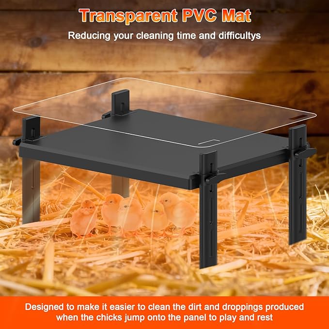 Large Brooder Plate for Chicks, 15"x 12.6" for 20 Baby Chicks, 49W Radiant-Heat Waterproof Chick Brooder Heating Plate with Adjustable Height & Angle, Chicken Brooder Heater/Warmer for Small Poultry