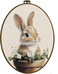 dvhdajed Easter Bunny Oval Wall Art Decor,Vintage Farmhouse Bunny Framed Canvas Art,Rabbit Nursery Decorations,Spring Rabbit Farm Animal Oval Wall Hanging Decor for Nursery Living Room, 8.7x11.3 Inch