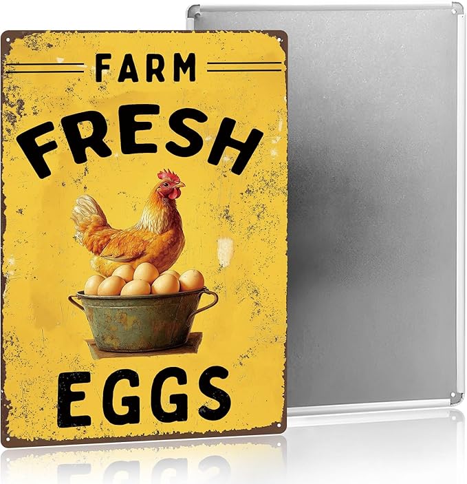 Farm Fresh Eggs Outdoor Chicken Coop Sign Retro Kitchen Decor Gifts For Chicken Lovers Vintage Metal Sign 8×12 Inches Tin Sign For Home Kitchen Yard Garden