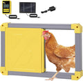 Automatic Chicken Coop Door with Anti-Pinch Detection, Solar Power Supplies, 2" Thickened Aluminum Frame Auto Chicken House Run Door - Grey