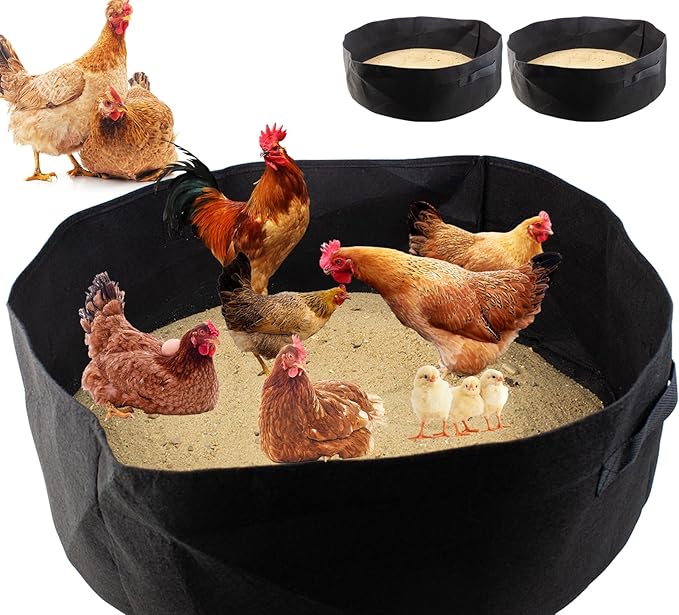 FlidRunest 2PCS Chicken Dust Bath Tub for Coop, Chicken Bath Cleaner Container with Sturdy Handle, 22.8'' x 9.8'' Dust Bath Pool for Chickens, Essential Coop Accessory for Chick, Hens, Poultry
