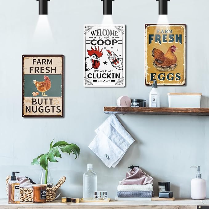 Vintage Metal Tin Sign Chicken Coop Signs for Farm Fresh Butt Nuggets Sign Funny Chicken Egg Sale Outdoor Decorative Wall Art Signage Rustic Primitive Farmhouse Country Yard Market Decor 8”x12”