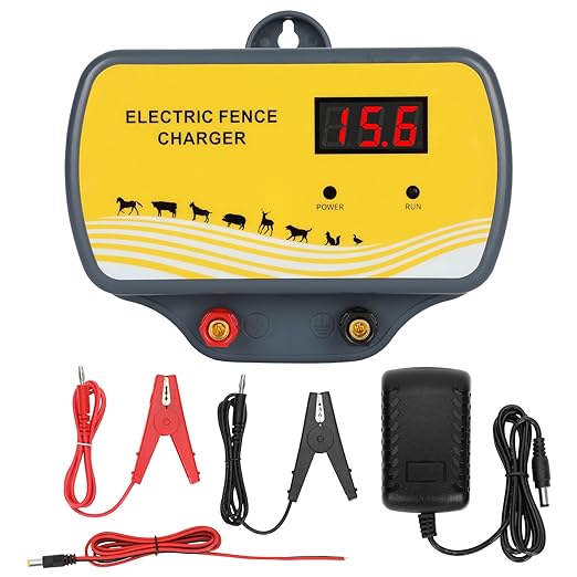 Electric Fence Charger 12V Input to 12KV Output, 2 Joule, 120 Acre Plug-in Electric Fence Energizer for Wildlife Control & Animal Intrusion Prevention