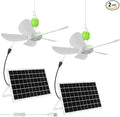 2 Set Solar Powered Ceiling Fan Kit for Outdoor Portable 15 W Solar Panel Powered USB Small Hanging Fan Dual Charging Modes for Chicken Coop Tent Greenhouse Gazebo Shed