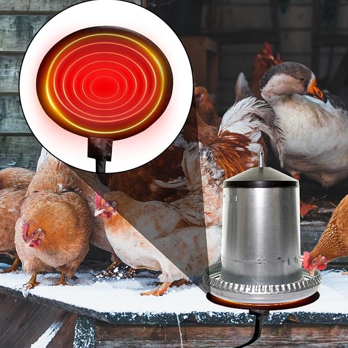 Heated Poultry Waterer Base - 20W Chicken Water Heater, Silicone Freeze Proof Heating Pad, Poultry Winter Deicer Heated Base with 60 Inch Cord | Outdoor Heating Mat for Ducks Geese Turkey, Chickens