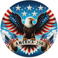 United States 250th Anniversary Round Metal Signs, Patriotic Eagle Home Decor Wall Signs, 1776-2026 America 250th Decorative Wall Signs, Gift for US Citizens