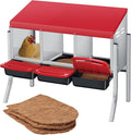 Chicken Nesting Box with Nesting Pads, Galvanized Steel Nest with Roll Away Egg Collection & Swing Perch, Easy-Clean Laying Box for Hens, Heavy Duty Design for Chicken Coop