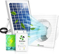 Solar Powered Fan with Battery and Adjustable Thermostat, 6“ Solar Fan for Chicken Coop with 12W Bifacial Solar Panel, Outdoor Greenhouse Exhaust Fan with Anti-backflow Valve