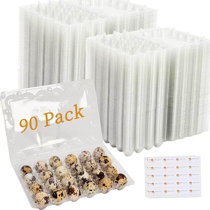 Quail Egg Cartons 90 Pack, 24 Grids Clear Quail Egg Cartons Cheap Bulk, Small Plastic Quail Egg Storage Holders With Lid, Reusable Quail Egg Tray For Farm, Refrigerator, Market Display