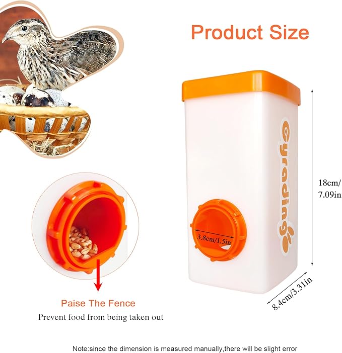 Automatic Waterer System Chick Feeder and Drinker Cups 1L Hanging Automatic Fill Poultry Watering Cup Used for Cages (Orange, 2)