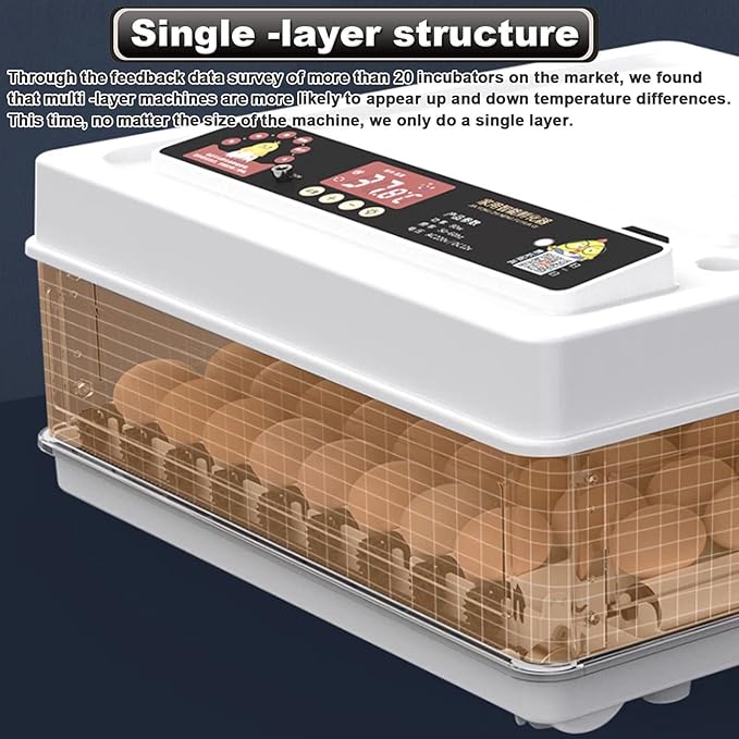 Automatic Egg Incubator Brooding Machine Chicken Incubator Home Incubator Controller Farm 64-128 Egg Incubator with Automatic Temperature/Humidity Control,120,64