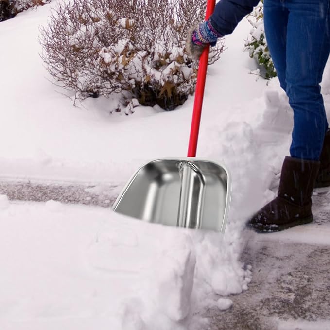 Stainless Steel Snow Shovel and Agricultural Grain Scoop Multifunctional Outdoor Snow Cleaner Metal Shovel Head for Deicing and Food Feeding, Small Size Without Wooden Handle