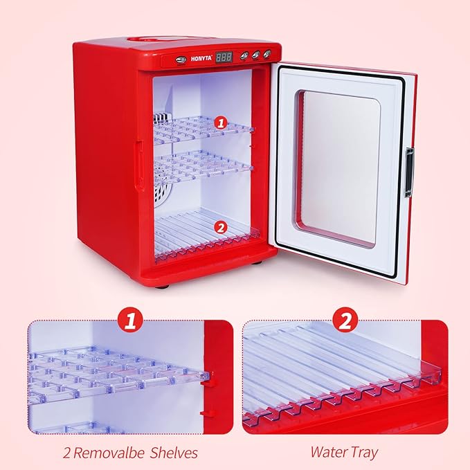 RYFT Incubators for Hatching Eggs, 25L Portable Reptile Scientific Lab Incubator with 5°C-60°C, 12V/110V Heating and Cooling for Small Reptiles (Red)
