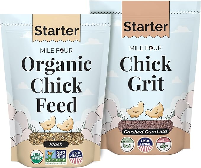 Starter Chicken Kit - Feed & Grit - Starter Chick Mash 2 lbs., Non-GMO, USA Grown, 21% Protein, Corn-Free, 100% Natural Mineral Chick Grit 4 lbs.