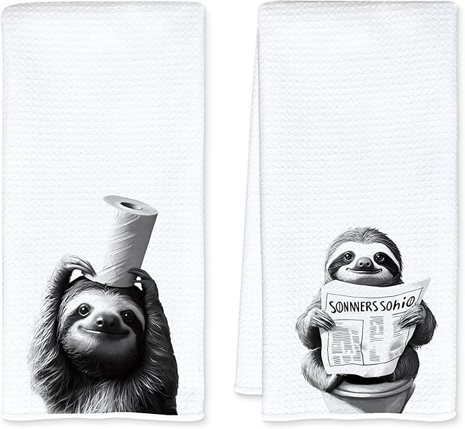 Sloth Gifts Hand Towels, Funny Bathroom Hand Towels, Sloth Towel, Funny Decorative Towels for Bathroom, 16x24 Inch Set of 2