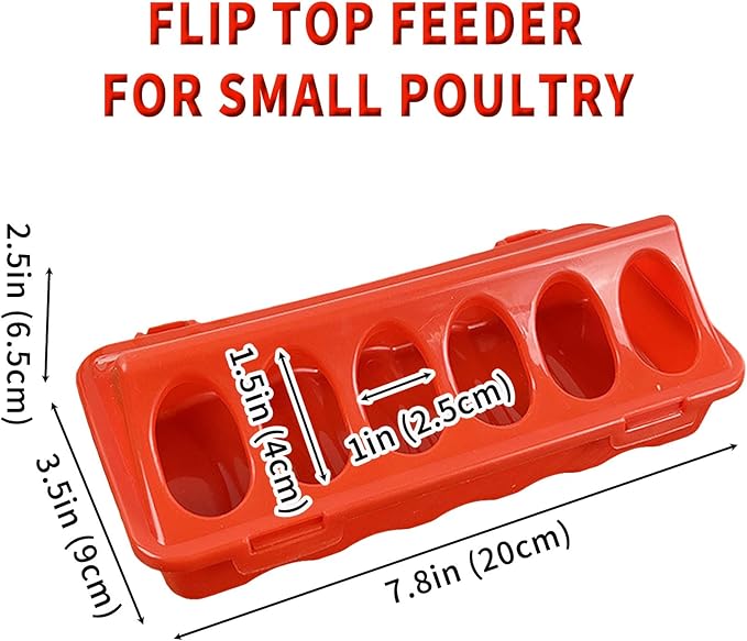 10 Pack Plastic Flip-Top Poultry Feeder Tray – No Mess Chick Feeder for Baby Chicken, Quail, Ducklings, Pigeons – Spill-Proof Brooder Trough for Small Birds