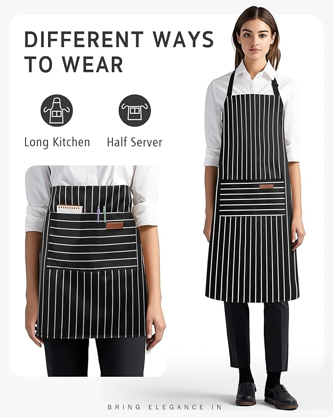 Syntus Adjustable Bib Apron with 2 Pockets Cooking Kitchen Aprons for Women Men Chef