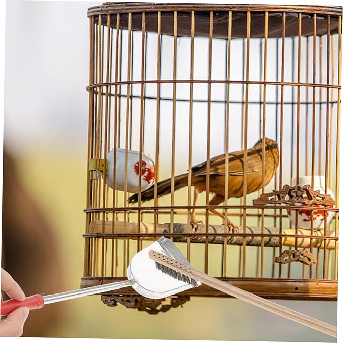 2pcs Set Birdcage Brush Grooming Cleaner Bird Cages Bird Poop Pet Bird Cleaning Brush Bird Cage Accessories Parrot Cage Accessory Bird Cage Brush Stainless Steel