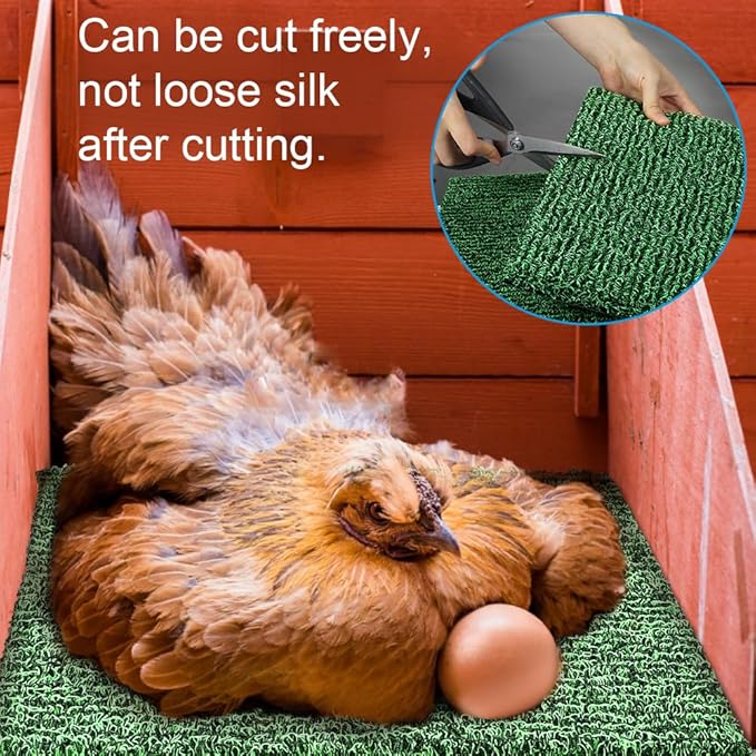 6 Pack Nesting Pads for Chicken Coop, 12"x12" Chicken Nesting Box Pads for Laying Eggs, Washable Nest Box Pads for Chicken Hen Small Pets on Garden Lawn Indoor Outdoor (Green)
