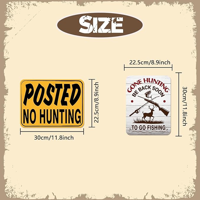 Hunting Party Decorations - 9 PCS Gone Hunting Birthday Party Sign Decorations for Boys Kids Deer Hunting Themed Birthday Party Funny Deer Hunter Decor for Man Room Home Garden Yard Wall Decor