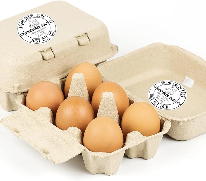 500PCS Farm Fresh Egg Carton Labels, 2 Inch Round Egg Carton Stickers, PET Self Adhesive Writable Farm Fresh Eggs Packaging Stickers for Chicken Quail Farmhouse Family(Style02)