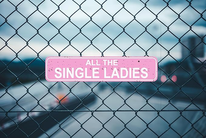 All The Single Ladies Sign - Chicken Hen Rustic Metal Street Sign or Door Name Plate Plaque Home Patio Garden Bar Farm House Garage Wall Decor Pink Tin Signs 16 X 4 Inch