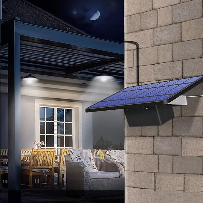 Solar Pendant Lights Upgraded Double Bulb Lights IP65 Waterproof Dusk to Dawn Auto Lamp with Remote Controller for Outdoor Shed Barn Chicken Coop Bullpen Pig Pen Stables Tents etc(Dual Lamp)