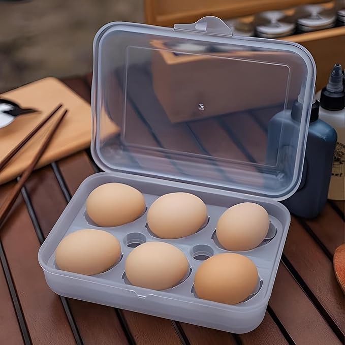 1PCS Camping Egg Holder with 6 Count Plastic Egg Container for Camping, Picnic, Travel, Outdoor Cooking, Refrigerator Storage and Kitchen