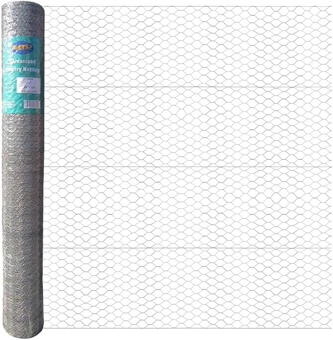 20GA Galvanized Hexagonal Poultry Netting Chicken Wire 48 inches x 150 feet x 1 inch Mesh
