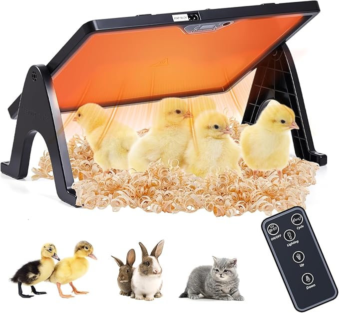 New Smart coop Heater with Remote Control, Built-in Adaptive Temperature Sensor, Adjustable Temperature, brooder Heating Panels with Timer and Lighting, brooder Panels to Keep Poultry Warm