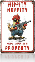 PEACHGARDEN Rooster Decor No Trespassing Metal Tin Sign Chicken Coop Accessories Farmhouse Wall Art for Home Vintage Warning Plaque for Garden Coop and Kitchen 8X12inch
