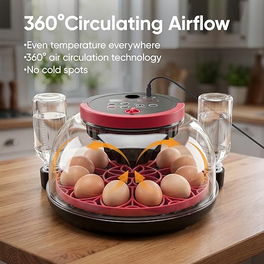 LARKBIRD Incubators for Hatching Eggs - 12 Egg Incubator with Automatic Egg Turning and Humidity Control, 1080P HD Camera & APP Controlled, for Chickens/Duck/Quail/Pigeon Eggs