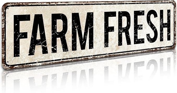 Fresh Fresh Unique Metal Tin Sign, Barn Sign, Farmer Sign, Eggs Sign, Chicken Coop Décor, Farm Fresh Sign, Business Sign, 4-Inch by 16-Inch Sign