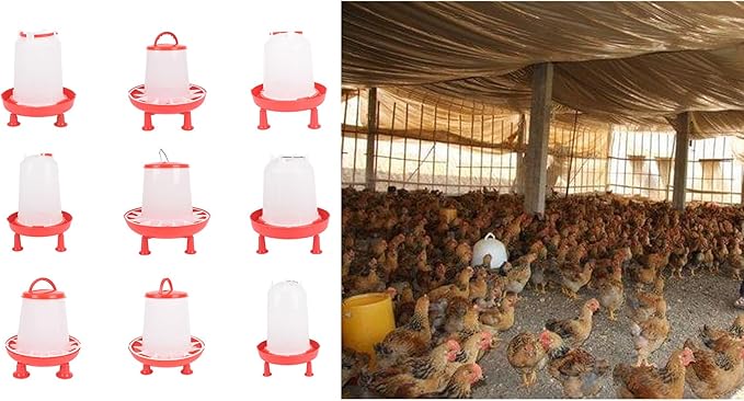 Chicken Waterer, Chick Water Feeder with Stand, Hanging Poultry Waterer, Automatic Chicken Water Dispenser, for Poultry Bird Duck Supplies