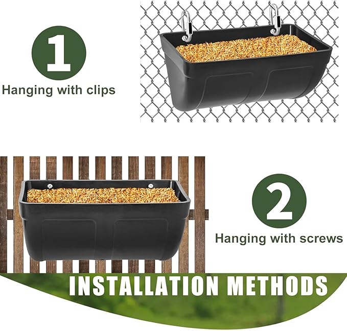 Pack of 2 Poultry Feeders Hanging Design Low Waste Technology Easy to Fence Feeder Waterer Bowl for Farm Coops Hanging Chicken Feeder