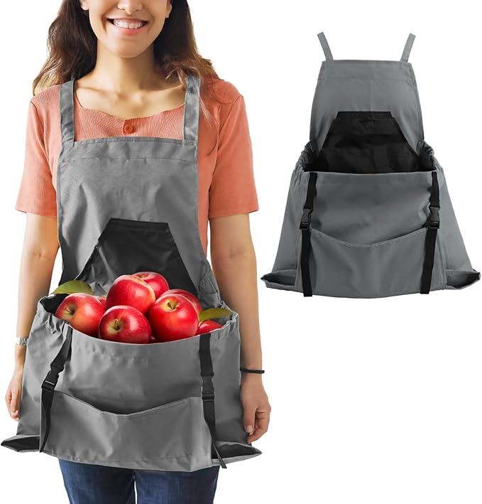 Gardening Apron with Large Pockets, Waterproof Oxford Cloth Design, Adjustable Straps for Fruit and Vegetable Picking, Outdoor and Household Tasks