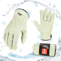 Vgo... 3 Pairs 32℉ Lined Pigskin Leather Work and Driver Gloves, For Heavy Duty, Truck Driving, Warehouse, Gardening, Farm (Size M, Cream, PA9501F)