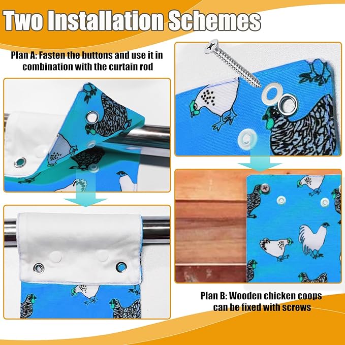 MOMWOW Chicken Nest Box Curtains - Home Partition Curtain for Laying Eggs - Wind, Rain, Light Protection - Prevent Disturbance - Easy Button Closure (Blue_1)