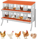 8-Hole Chicken Nesting Box, Rustproof Galvanized Steel, Wall-Mounted Metal Laying Box for Hens, Easy Egg Collection & Cleaning, Roll Away Nest Boxes - Orange
