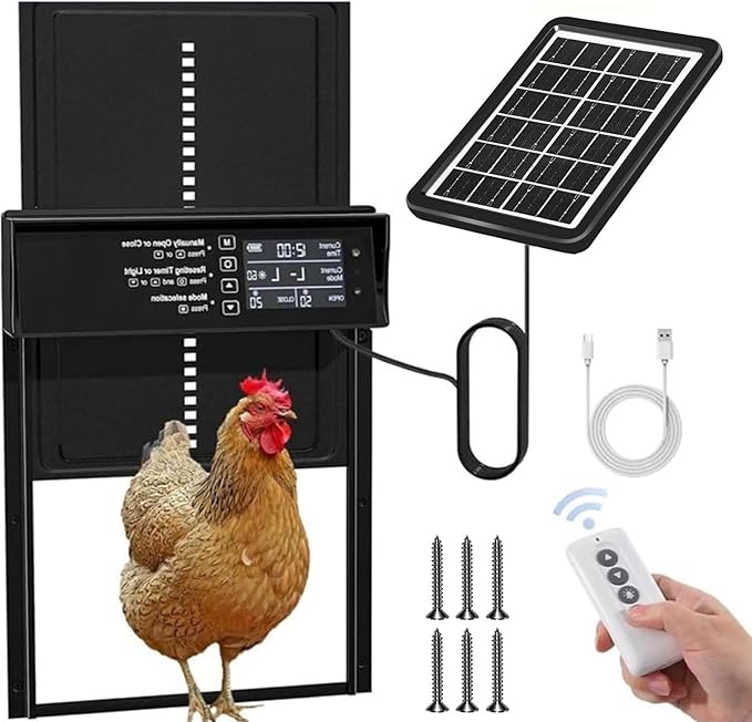 Waterproof Aluminum Alloy Solar Chicken House Door Remote Control Aluminum Chicken Door with with Timer Light Sensor