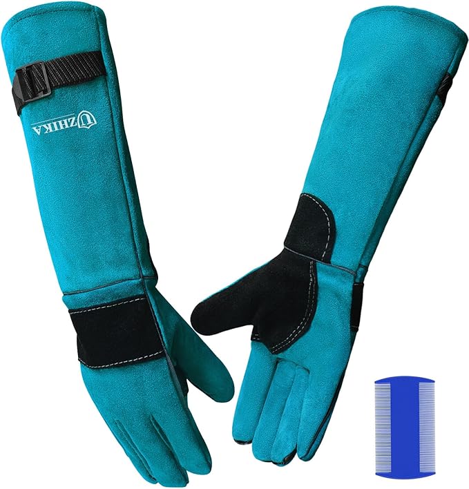 23.6 in Animal Handling Gloves, Bite Proof Scratch Resistant for Dogs, Cats, Birds, Reptiles, Vet, Grooming & Wildlife Rescue