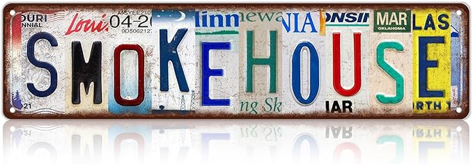 Vintage Smoke House Wall Decor Street Signs Metal Tin Signs 16 x 4 Inches