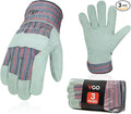 Vgo... 3-Pairs Safety Leather Work Gloves Men, Gardening Gloves (Size L, Plaid, CB3501)