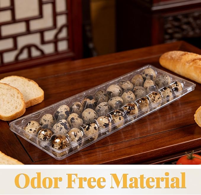 Kisangel 30pcs 30 Grids Clear Quail Egg Carton - Small Plastic Quail Egg Storage Holder with Lid - Reusable Dispenser Holder for Small Pigeon Pheasant Egges