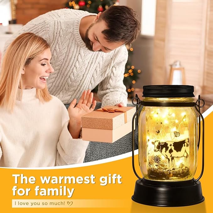 kyoryuger Cow Gifts for Women/Men Cow Lovers Solar Lantern Mom Birthday, Mothers Day, Solar Garden Decoration Outside for Yard, Patio,Backyard,Porch, Torches