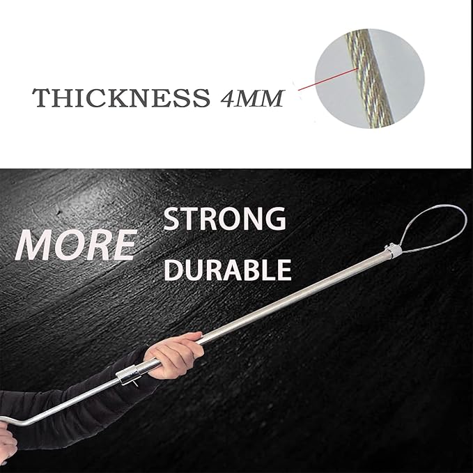 52'' Alligator Catch Pole Extra Long Control Tool Capture Noose Stainless Steel Catching and Releasing Trap for Dogs Wolves Goats Catching Game Finders